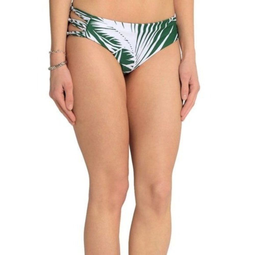Mikoh Macramé Trimmed Mid Rise Bikini Briefs Palm